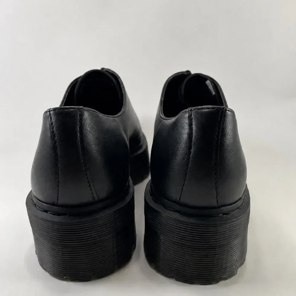Dr Martens 1461 Quad Mens Size 11 Black Leather Platform Oxford Shoes 3-Eye